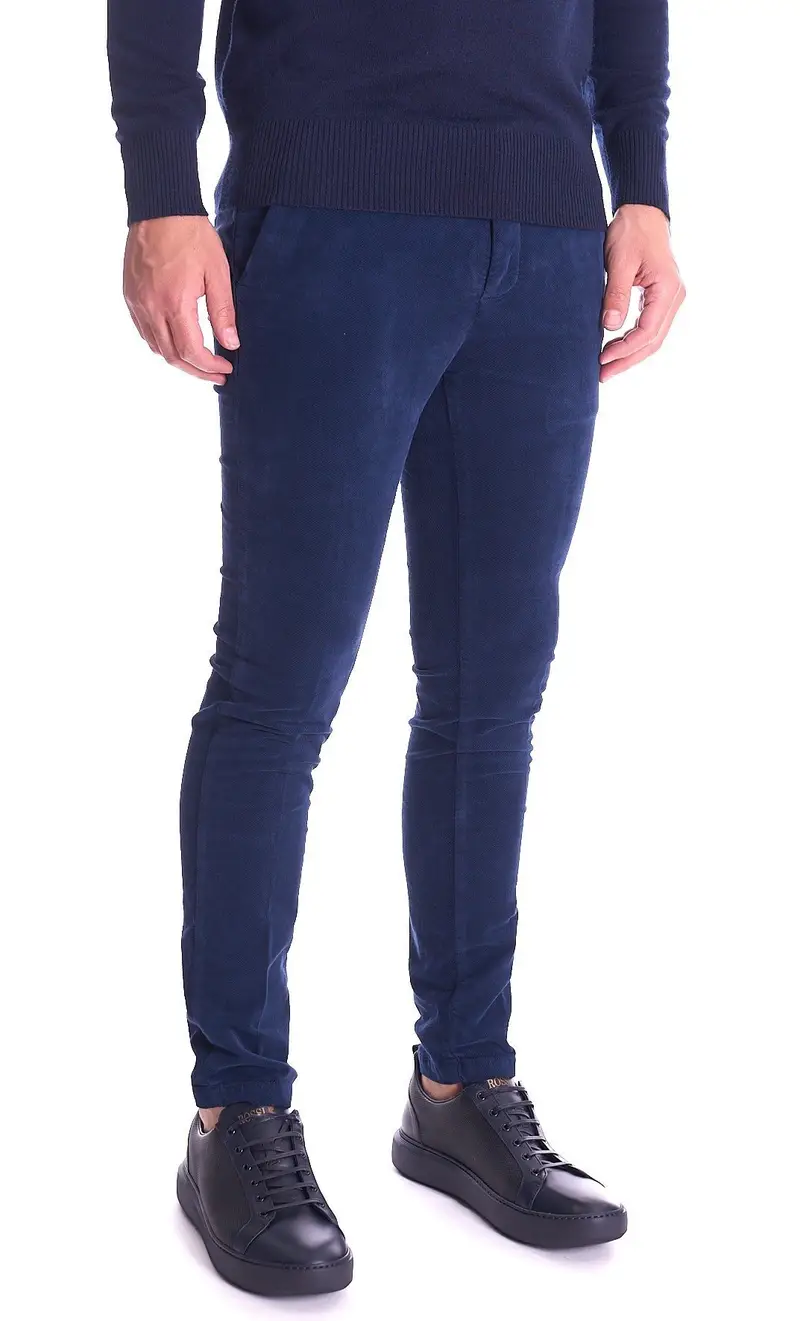 Pantalone yan simmon man in velluto blu, colore blu