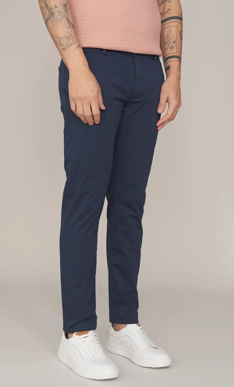 Pantalone yan simmon man raso stretch, colore blu