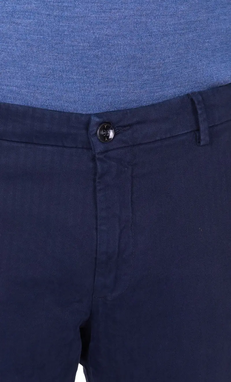 Pantalone yan simmon man riga tono su tono, colore blu miniatura 2