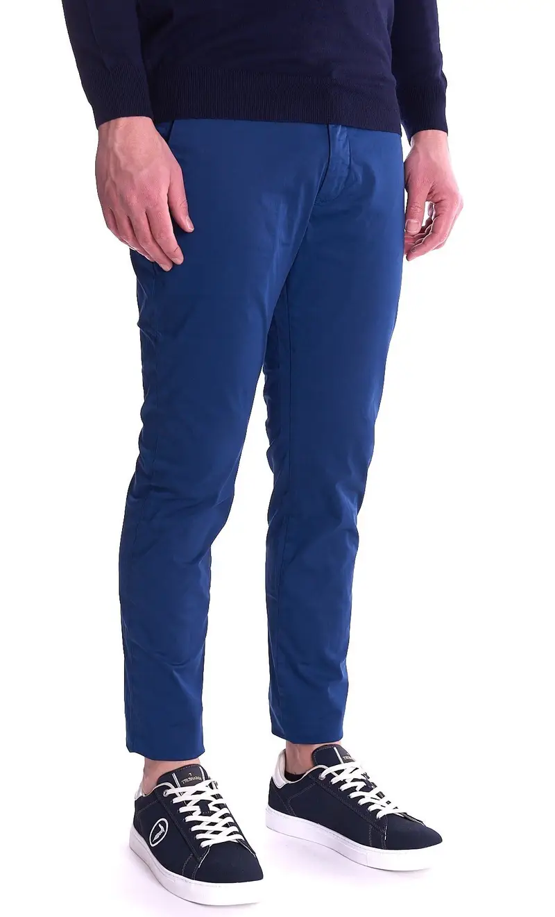 Pantalone yan simmon man tasche america raso stretch, colore bluette