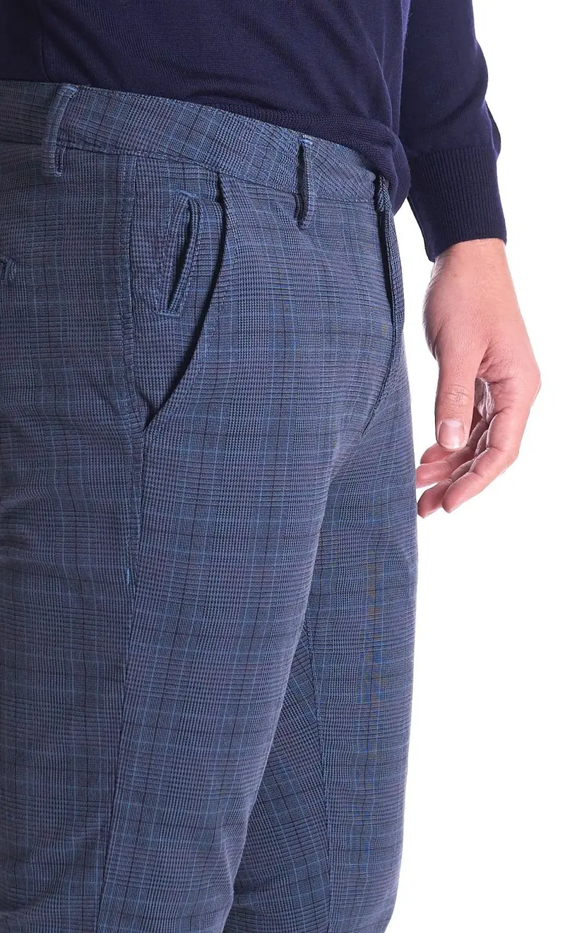 Pantalone yan simmon story tasche america a quadri blu, colore blu miniatura 2