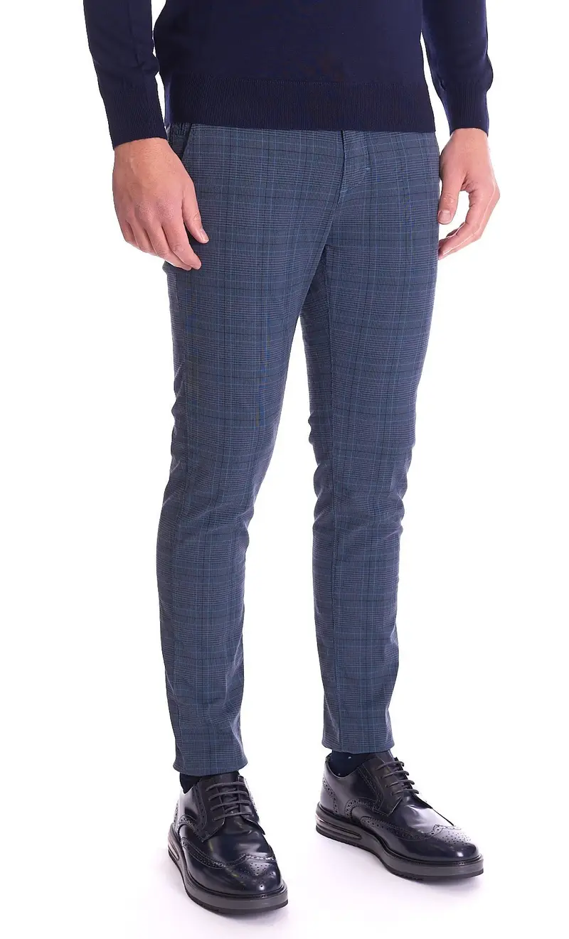 Pantalone yan simmon story tasche america a quadri blu, colore blu