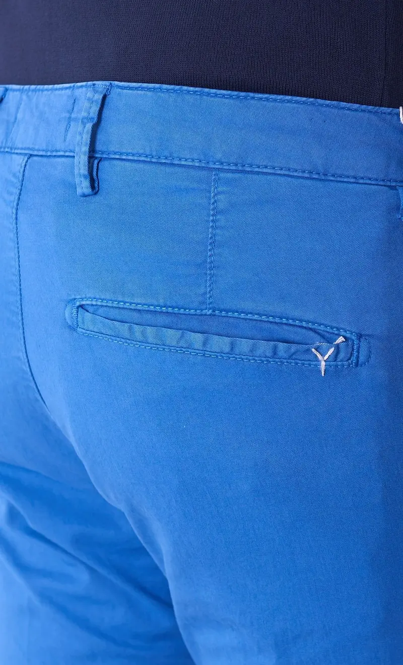 Pantalone yan simmon story tinta unita stretch, colore azzurro miniatura 2