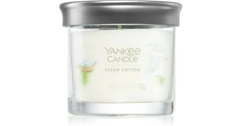 Yankee Candle Candela Clean Cotton con Bicchiere - 122 g