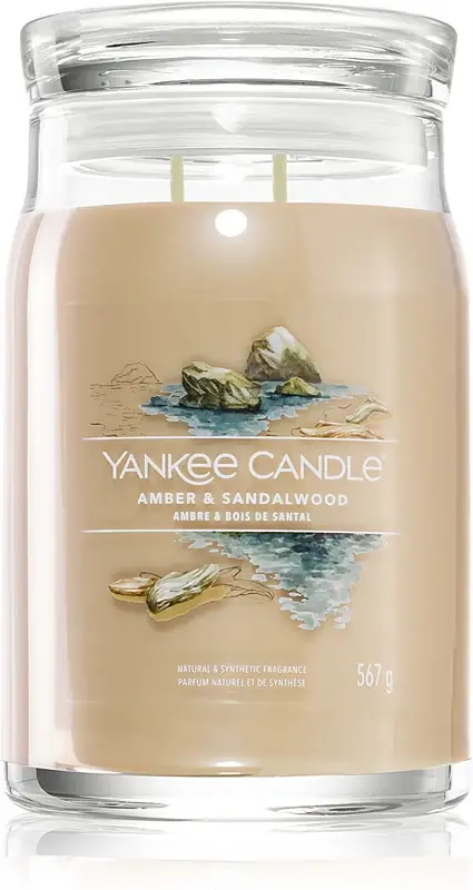 Candela firmata ambra e sandalo (ambra e sandalo) - 567g