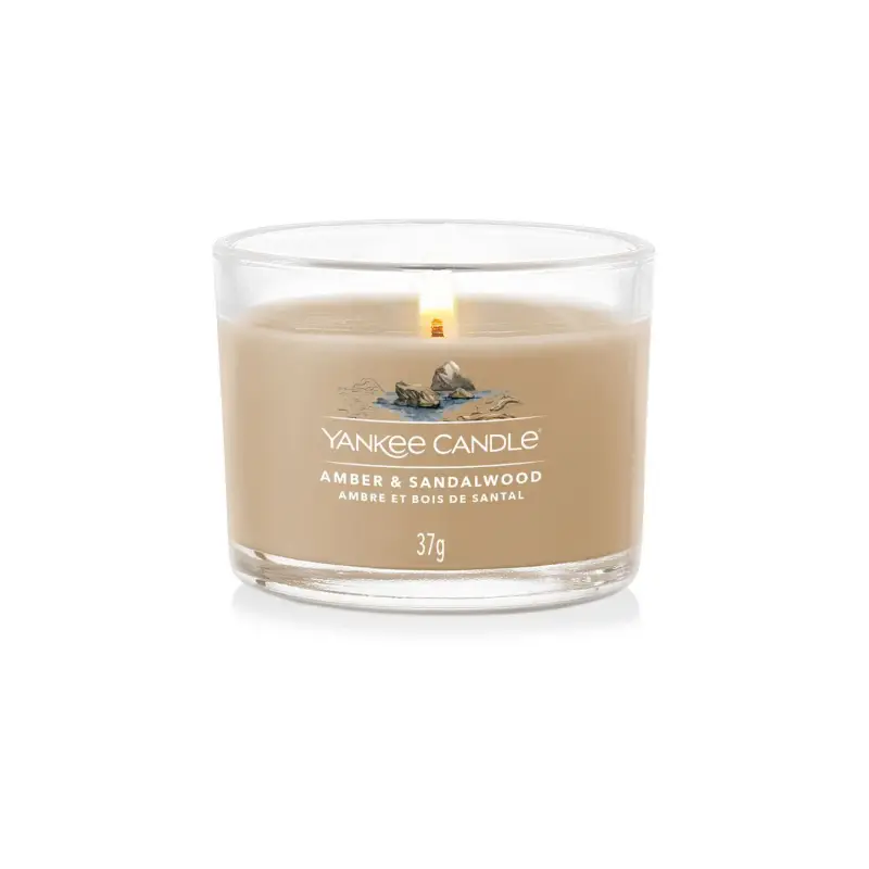 Filled Votive Candles Amber & Sandalwood - - Candele profumate