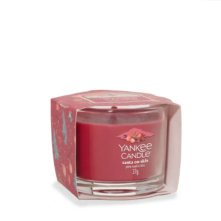 Filled Votive Candles Santa On Skis 37g - - Candele profumate miniatura 2