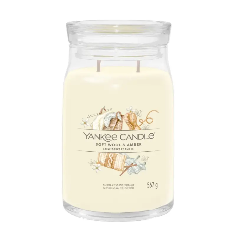 Signature Jar Candles Soft Wool & Amber 567g - LARGE - Candele profumate