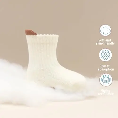 YANWANG 8 Paia di Calzini Antiscivolo con Grip per Bambini Piccoli Calzini Traspiranti per Neonati Bambini Bambina miniatura 3