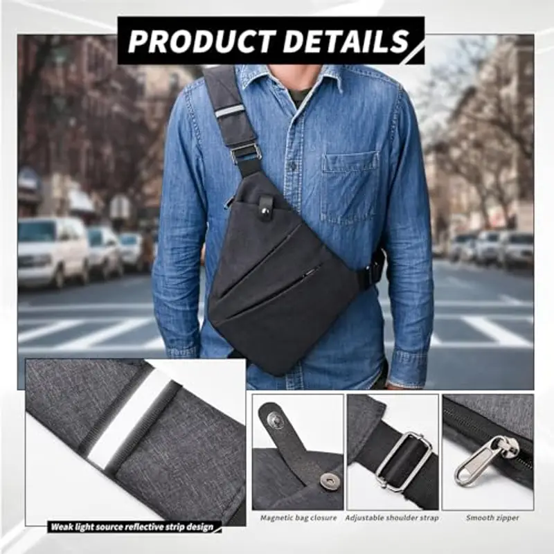 YAOZUP Borsa da Viaggio Antifurto, Crossbody Spalla Petto Zaino, Tracolla Multitasche per Uomo e Donna, per Escursioni miniatura 3