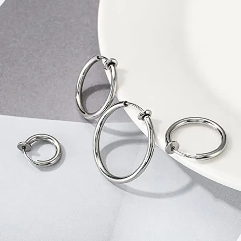 YATEICBC 4 Paia Orecchini a Cerchio in Acciaio Inossidabile Piccoli Orecchini a Cerchio Cartilagineo Anelli per Labbra Naso per Uomini e Donne?12mm, 14mm, 16mm, 18mm miniatura 3
