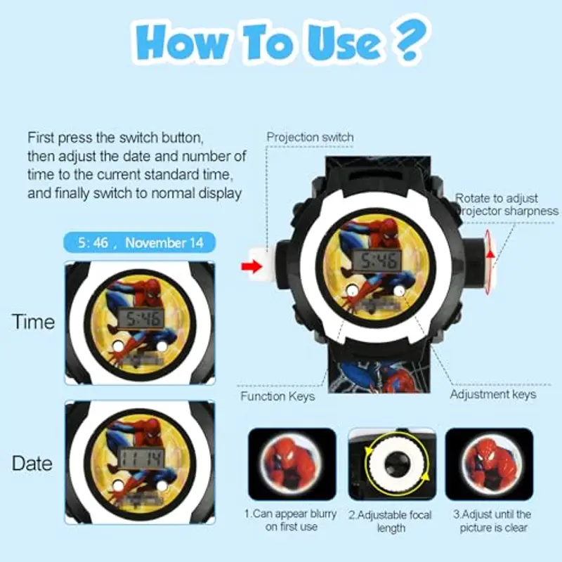 YAXZIM Orologio Bambini, Orologio da Polso con Proiettore Digitale, Orologio Giocattolo per Bambini, con 24 motivi di miniatura 3