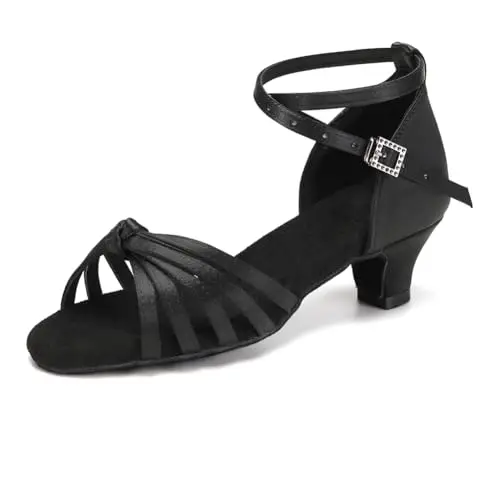 YCALCP Scarpe da Ballo Bambina Latino Raso Sandali Tango Salsa Pratica Scarpe da Ballo,217XGG-nero