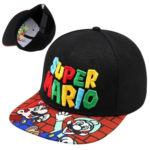 YCVBCY Mario Cappellino Baseball,Cappello da Sole Bambino Cappello Baseball Regolabile Dimensioni Bambini Protezione UV