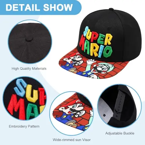 YCVBCY Mario Cappellino Baseball, Cappello da Sole Bambino Cappello Baseball Regolabile Dimensioni Bambini Protezione UV miniatura 3