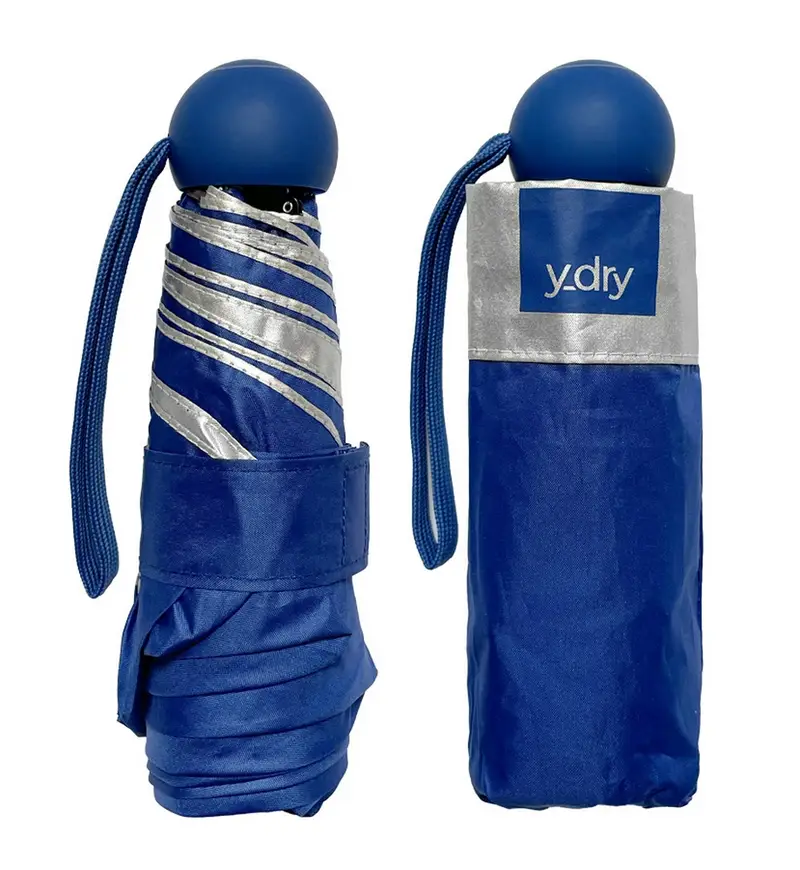 Ombrello mini manuale Y-dry Coco Argento/Blu - Anti UV