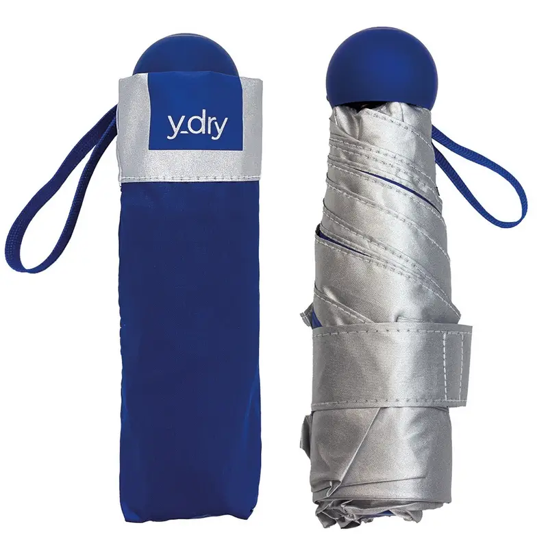 Ombrello mini manuale Y-dry Coco Blu/Argento - Anti UV