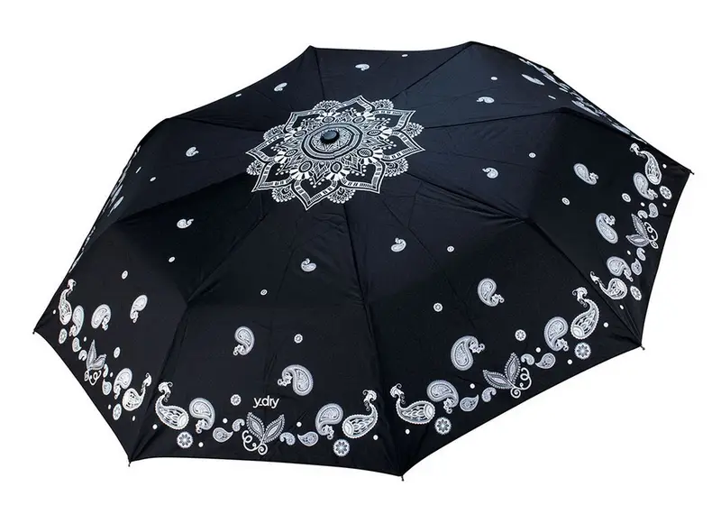 Ombrello pieghevole automatico Ydry Mandala Nero