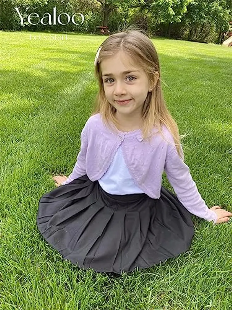 Yealoo Gonna a Pieghe per Uniforme Scolastica Ragazze Bambini, A-Linea, Mini Danza Scooter Vestito con Pantaloncini miniatura 3