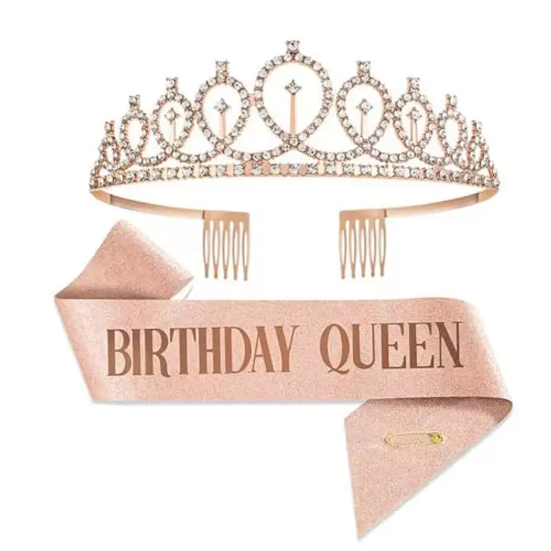Yeenano Fascia da Regina di Compleanno,Tiara Coroncina Principessa Decorazioni,Corona e Fascia Compleanno,Fascia Regolabile,Perfetta per Feste di Compleannos,Decorazioni e Regali per Donne