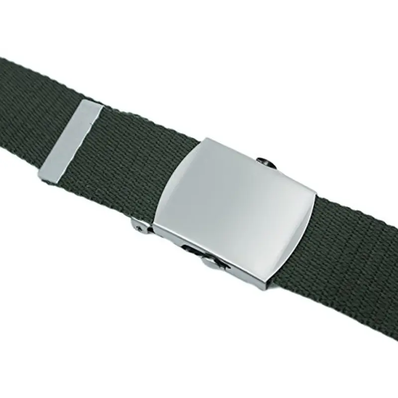 YEHMAN Cintura canvas in Tela stile militare con Fibbia Scorrevole in Metallo Regolabile 120 cm Kaki miniatura 2
