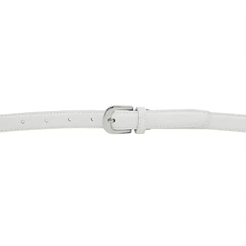 Yehman - Cintura da donna classica sottile alta 2 cm, in pelle di vacchetta, regolabile, lunga 120 cm, bianco, 120 cm miniatura 3
