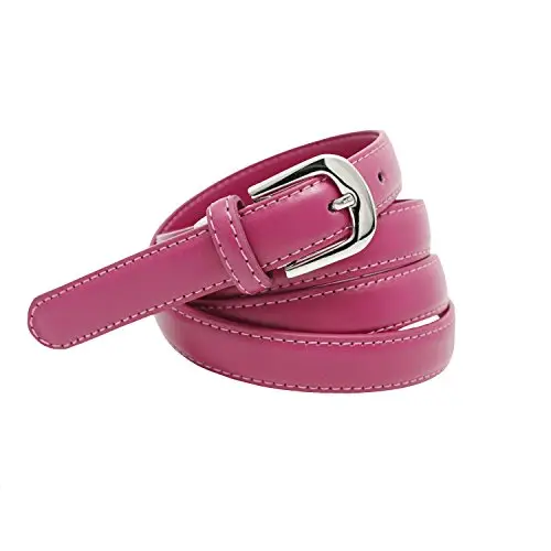 Yehman - Cintura da donna classica sottile alta 2 cm, in pelle di vacchetta, regolabile, lunga 120 cm, Fucsia, 120 cm