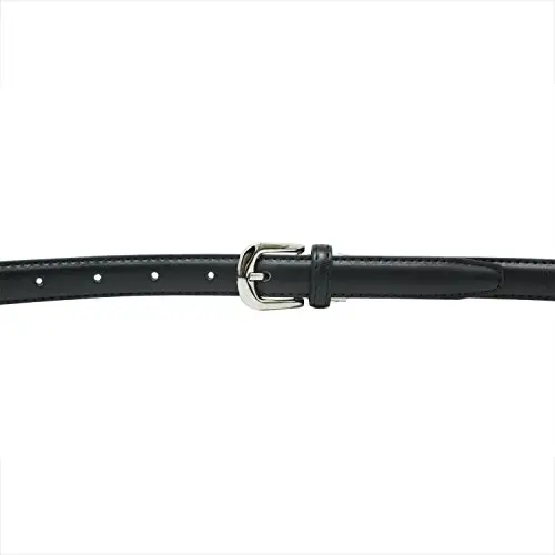 Yehman - Cintura da donna classica sottile alta 2 cm, in pelle di vacchetta, regolabile, lunga 120 cm, Nero, 120 cm miniatura 3