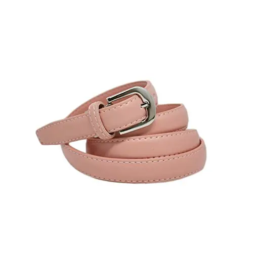 Yehman - Cintura da donna classica sottile alta 2 cm, in pelle di vacchetta, regolabile, lunga 120 cm, salmone, 120 cm