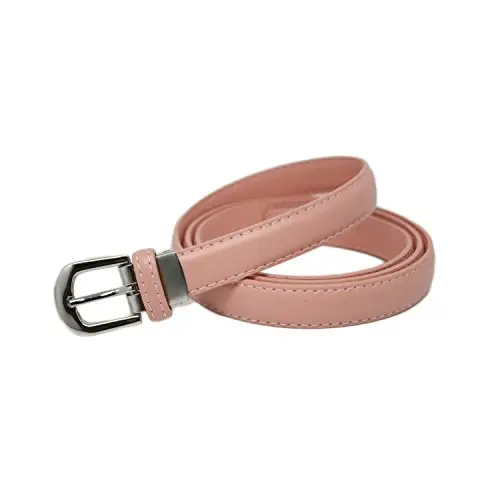 Yehman - Cintura da donna classica sottile alta 2 cm, in pelle di vacchetta, regolabile, lunga 120 cm, salmone, 120 cm miniatura 2