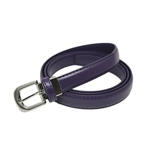 Yehman - Cintura da donna classica sottile alta 2 cm, in pelle di vacchetta, regolabile, lunga 120 cm, viola., 120 cm miniatura 2