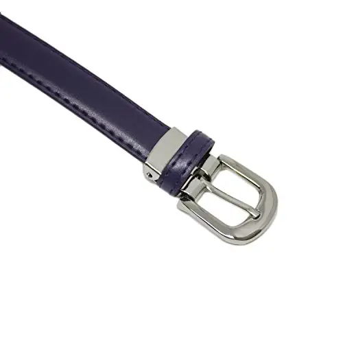 Yehman - Cintura da donna classica sottile alta 2 cm, in pelle di vacchetta, regolabile, lunga 120 cm, viola., 120 cm miniatura 3