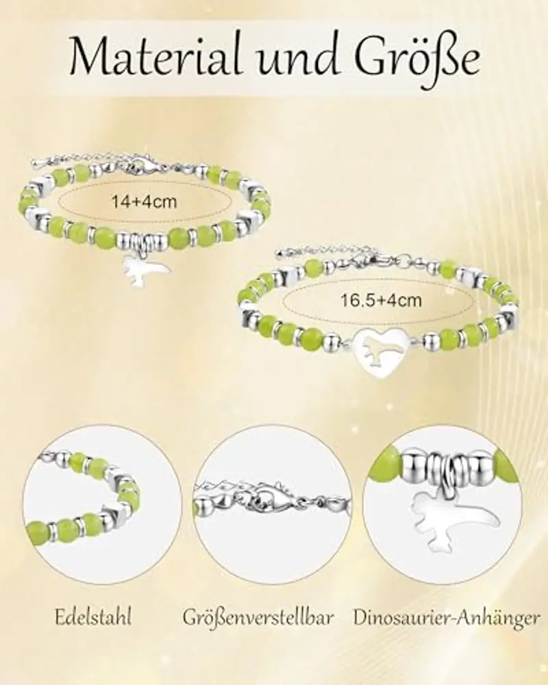 YELUWA 2 Pcs Bracciale Dinosauro Madre E Figlio per Mamma Figlio Bracciale Verde DE miniatura 3