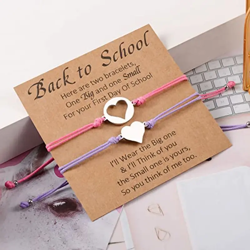 YELUWA 2 Pezzi Regalo per il Ritorno a Scuola, Regalo per il Primo Giorno di Scuola, Bracciale a Cuore per miniatura 2