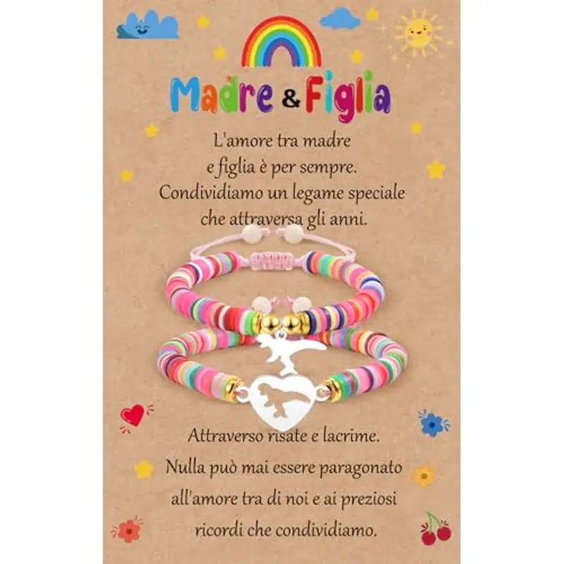 YELUWA 2Pcs Ritorno a Scuola Regali Madre Figlia Bracciale Mamma e Io Bracciale Primo Giorno di Scuola Prescolare Pre-K