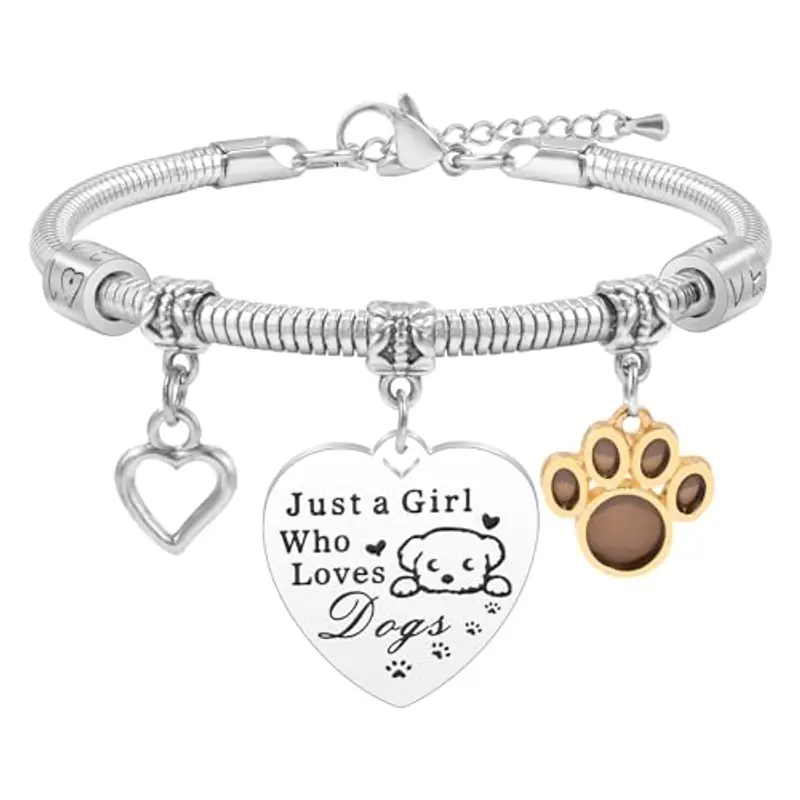 YELUWA Bracciale Cane per Ragazze Donne, Braccialetti Animali Solo Una Ragazza Che Ama Cani Bracciale Compleanno Laurea