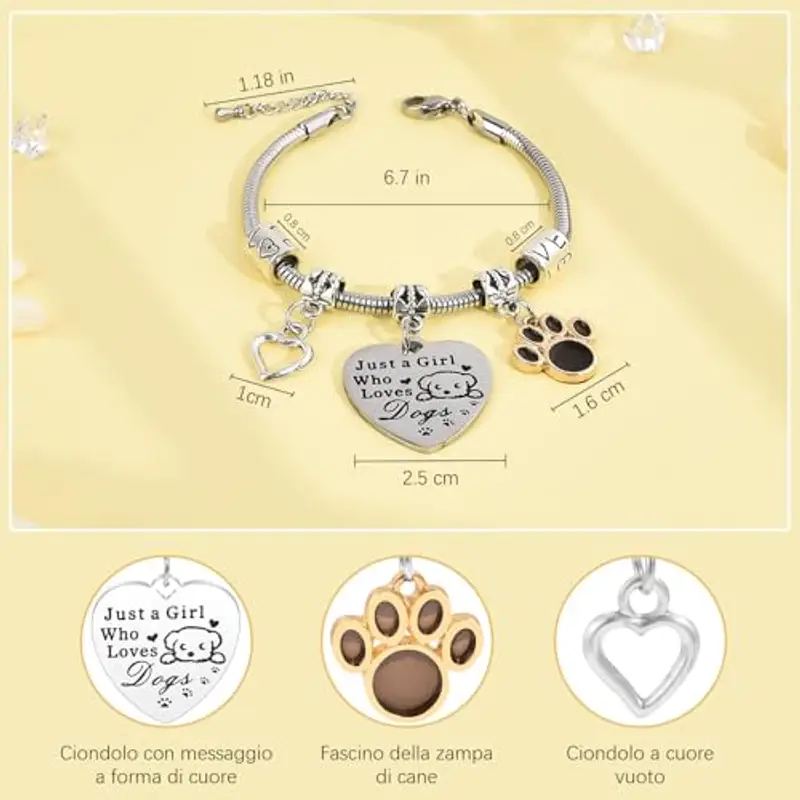 YELUWA Bracciale Cane per Ragazze Donne, Braccialetti Animali Solo Una Ragazza Che Ama Cani Bracciale Compleanno Laurea miniatura 2