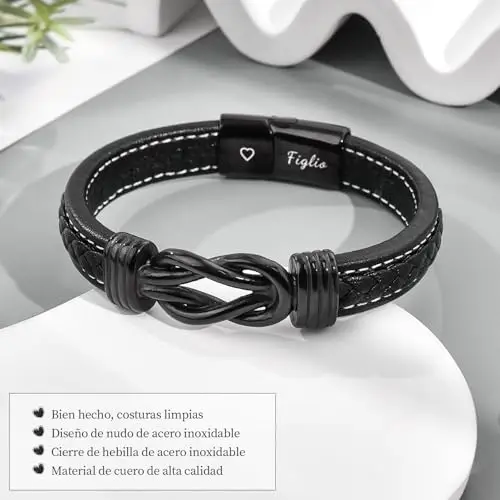 YELUWA Bracciale Figlio Regali Per Figlio Da Mamma Papà Bracciale Mamma Mio Figli Braccialetto In Pelle Intrecciata miniatura 3