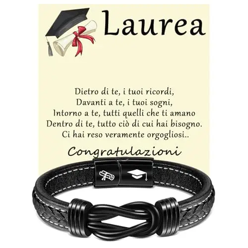 YELUWA Bracciale Regalo Di Laurea per Lui Uomo Ragazzo - Cofanetto Originale Idee per Figlio Amica Maestra, Dottoressa,