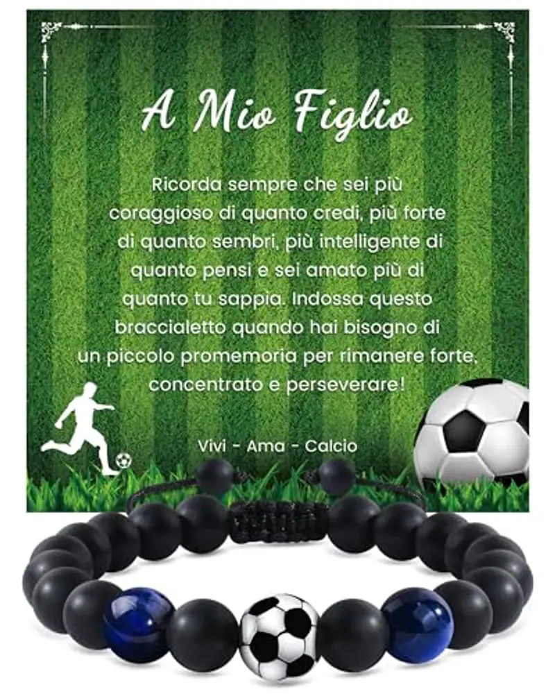 YELUWA Braccialetti Figlio, Idee Regalo Ragazzo, Bracciale di Calcio per Ragazzi, Regali di Compleanno Natale per Ragazzi Figlio, Regalo Ragazzo 8 9 10 11 12 13 14 Anni Bracciale Bambino