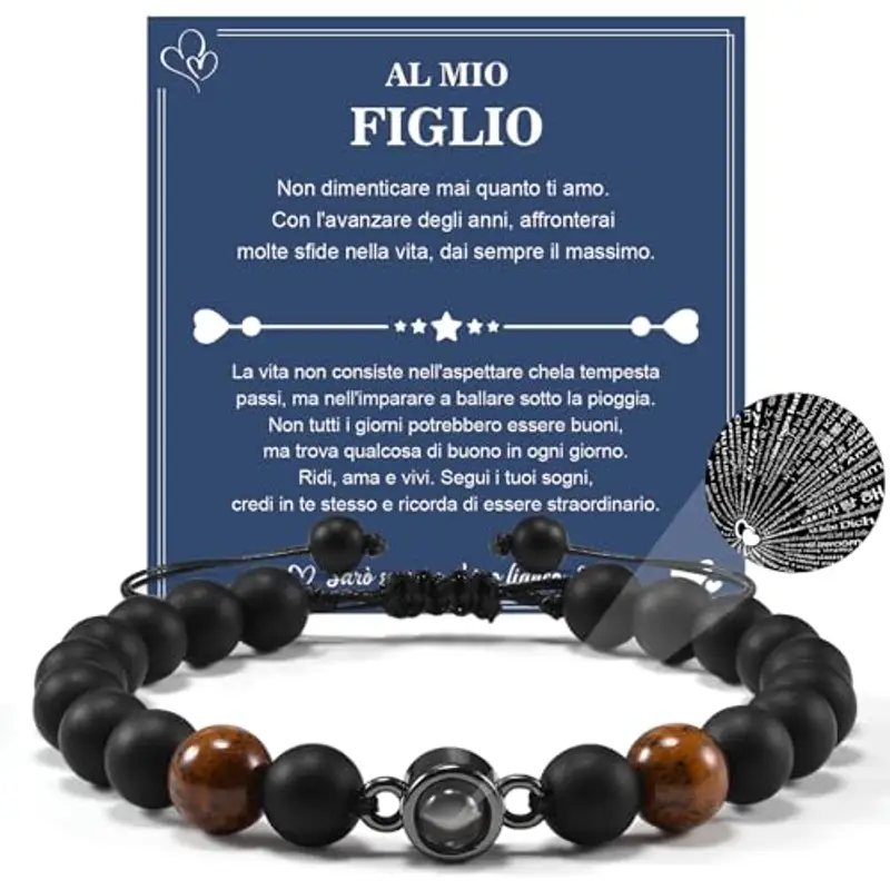 YELUWA Figlio Bracciale Regali Per Figlio Regali Per Figlio Da Mamma E Papà Bracciale Mamma Figlio Mio Figlio Bracciale