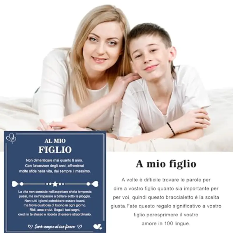 YELUWA Figlio Bracciale Regali Per Figlio Regali Per Figlio Da Mamma E Papà Bracciale Mamma Figlio Mio Figlio Bracciale miniatura 2