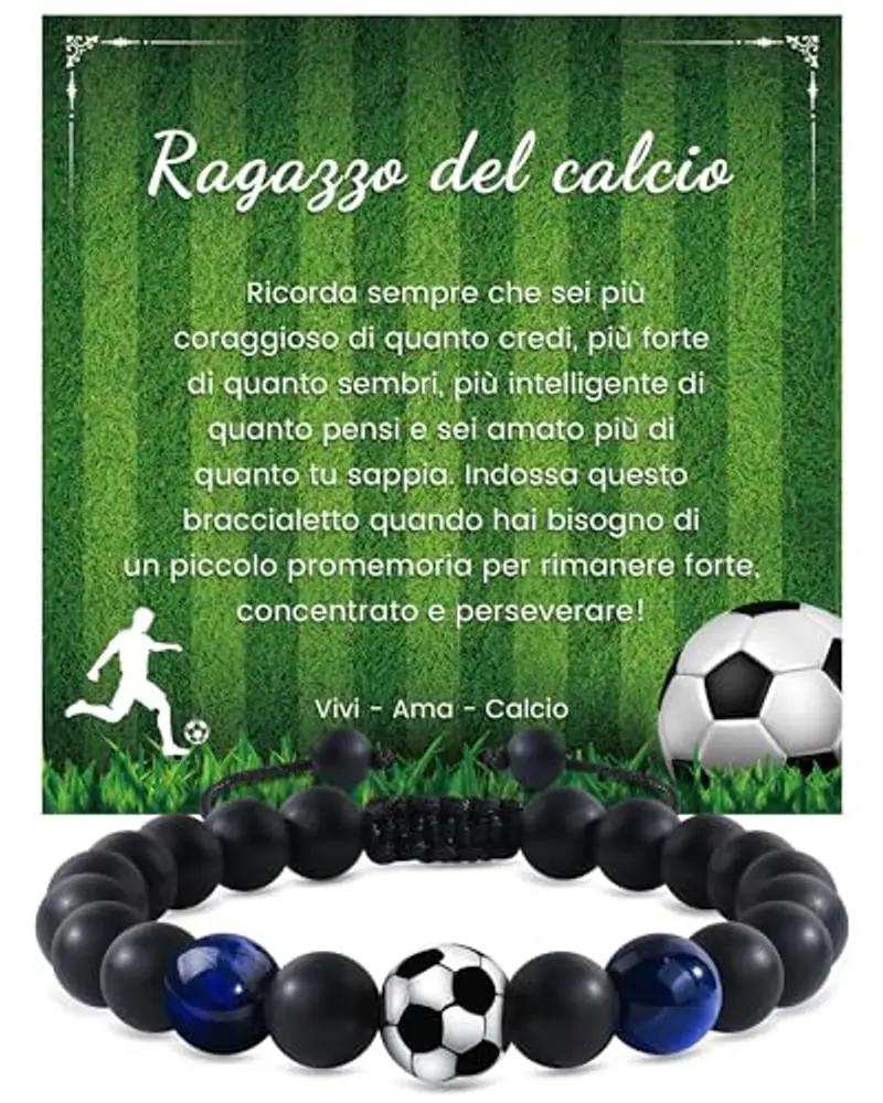 YELUWA Idee Regalo Ragazzo, Bracciale da Calcio Regali per Ragazzi Adolescenti Bambino, Regalo Compleanno per Ragazzi Figlio Nipote e Fratello Bracciale Calcio Regali Ragazzo 8 9 10 11 12 13 14 Anni
