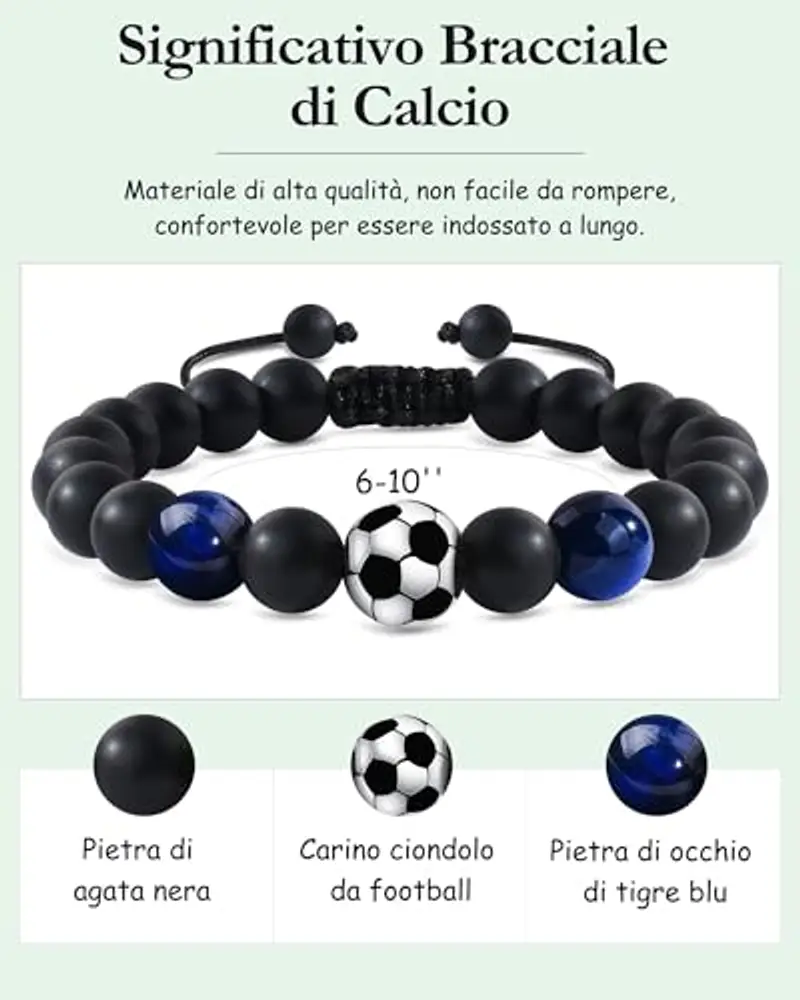 YELUWA Idee Regalo Ragazzo, Bracciale da Calcio Regali per Ragazzi Adolescenti Bambino, Regalo Compleanno per Ragazzi Figlio Nipote e Fratello Bracciale Calcio Regali Ragazzo 8 9 10 11 12 13 14 Anni miniatura 2
