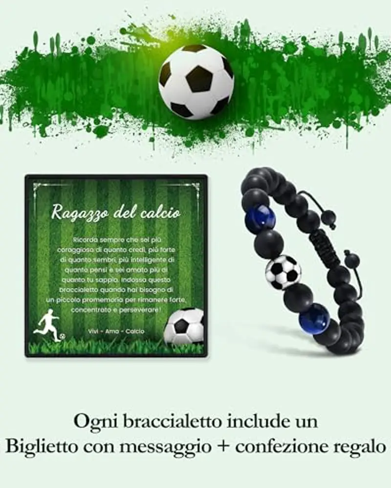 YELUWA Idee Regalo Ragazzo, Bracciale da Calcio Regali per Ragazzi Adolescenti Bambino, Regalo Compleanno per Ragazzi Figlio Nipote e Fratello Bracciale Calcio Regali Ragazzo 8 9 10 11 12 13 14 Anni miniatura 3