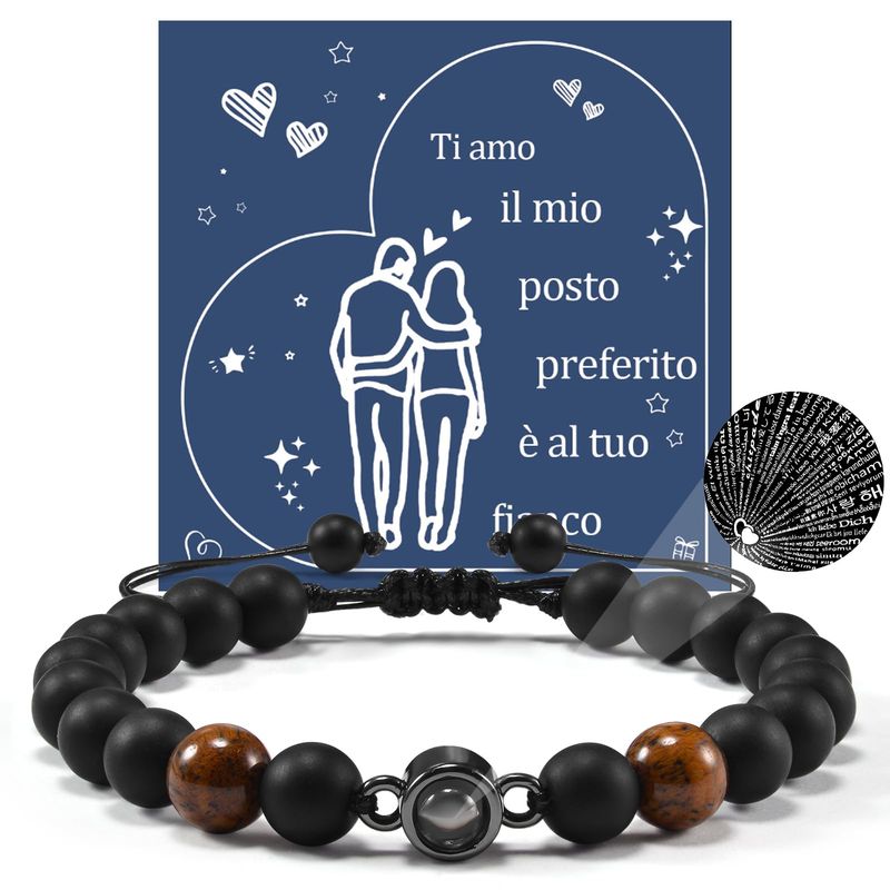 YELUWA Bracciale Uomo Ti Amo in 100 Lingue