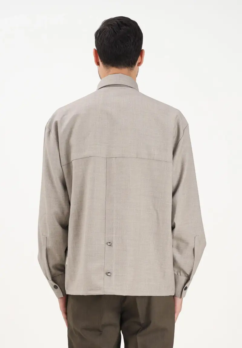 Camicia a manica lunga beige da uomo miniatura 3