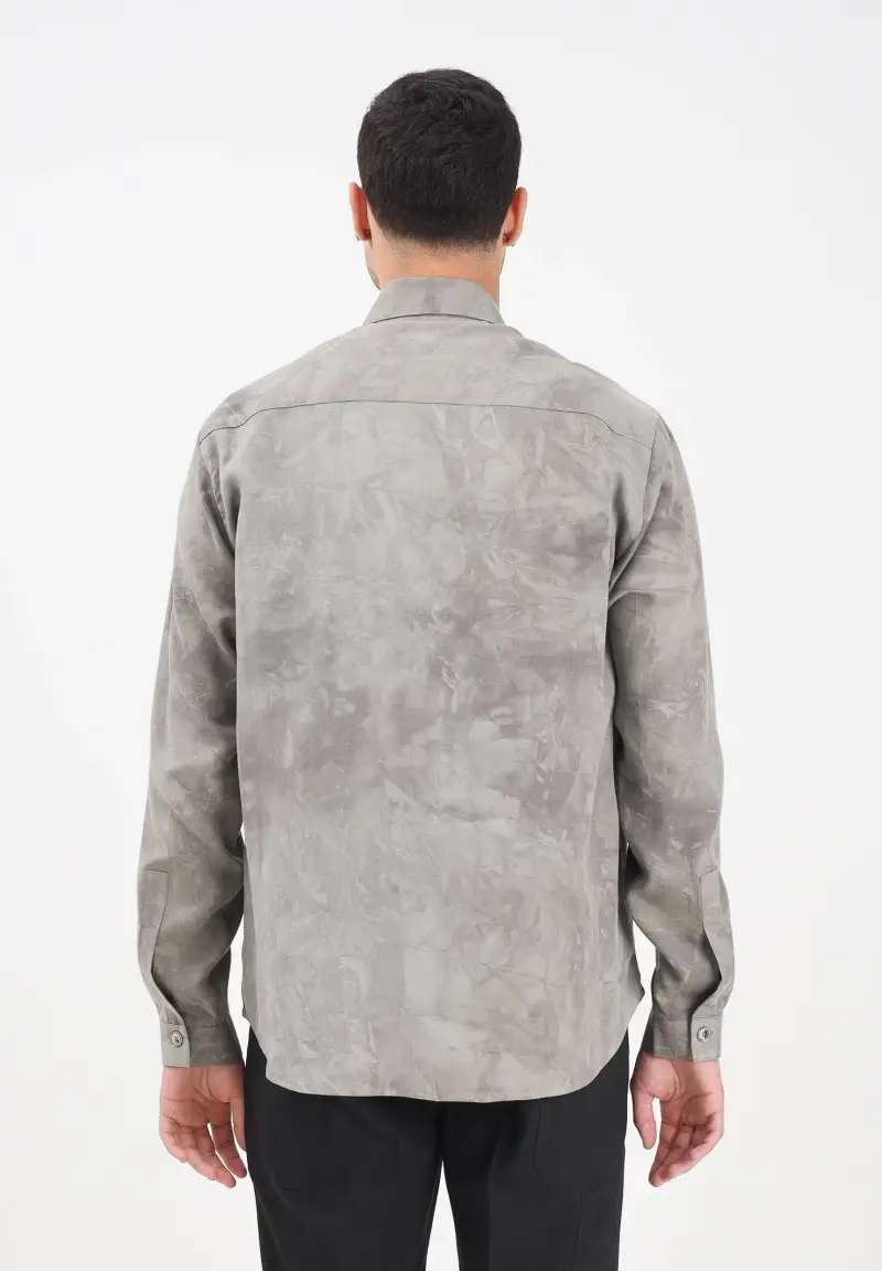 Camicia a manica lunga grigia da uomo con effetto marmorizzato miniatura 3