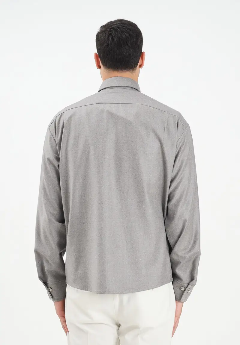 Camicia a manica lunga grigia da uomo miniatura 3