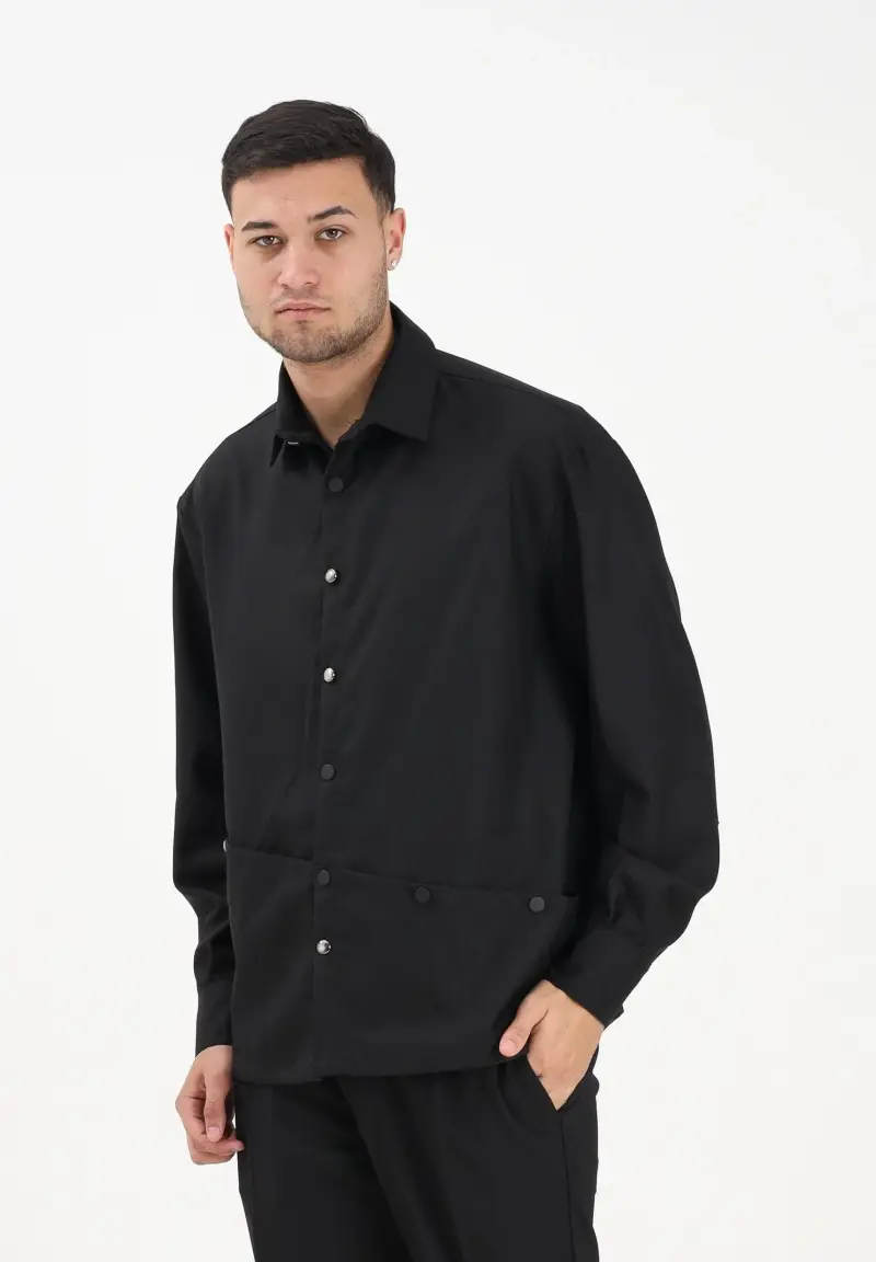 Camicia a manica lunga nera da uomo miniatura 2
